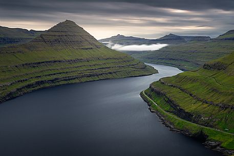 The famous panorama from the island of Eysturoy island, Faeroe islands, Denmark, Europe The famous panorama from the island of Eysturoy island, Faeroe islands, Denmark, Europe